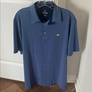 Masters Tech Blue and Navy Striped Masters Polo